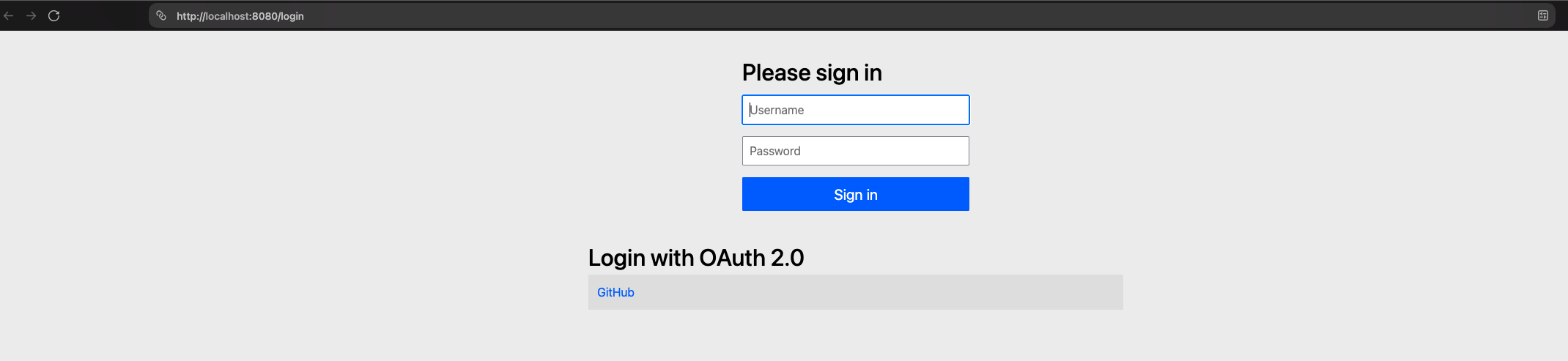 Spring default login page